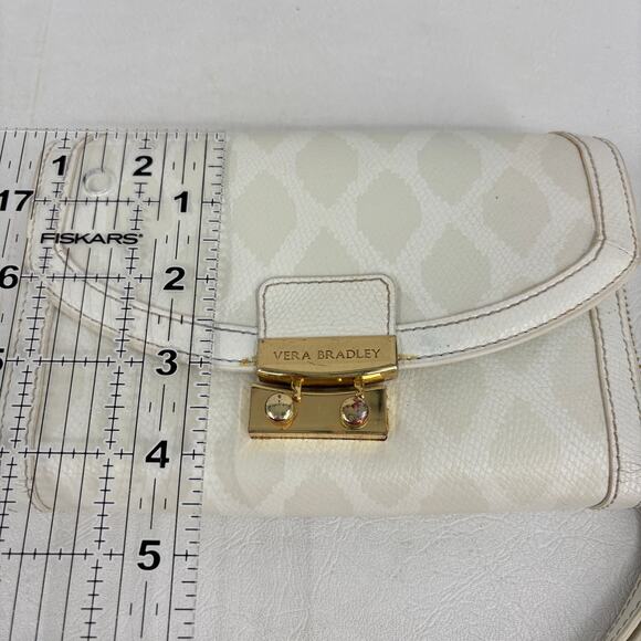 Vera Bradley Ultimate Wristlet Wallet Clutch White Oyster Leather Diamond Print - Picture 15 of 15